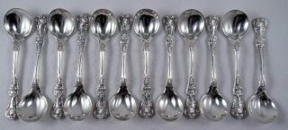 Tiffany English King Sterling Silver Set 12 Pinched Sherbet Sorbet Spoons Rare
