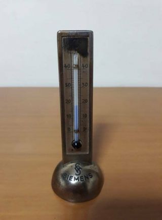 Vintage Brass Thermometer C Advertising Siemens Very Rare
