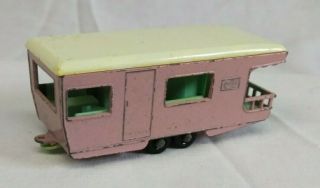 Vintage Lesney Matchbox No 23 Trailer Caravan Camper Van Diecast Pink