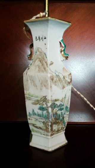 Antique Chinese Hand Painted Porcelain Vase mounted as Table Lamp 4