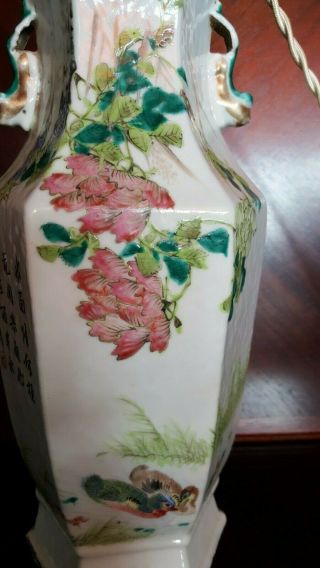 Antique Chinese Hand Painted Porcelain Vase mounted as Table Lamp 5