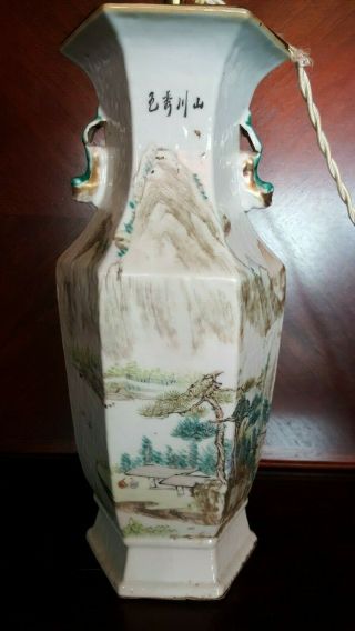 Antique Chinese Hand Painted Porcelain Vase mounted as Table Lamp 6