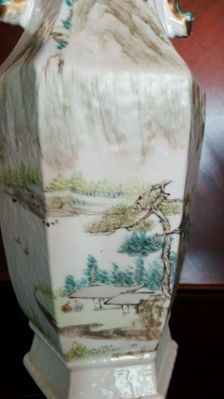 Antique Chinese Hand Painted Porcelain Vase mounted as Table Lamp 8