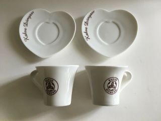 Heart - Shaped Demi Cups & Saucers Set Of 2 Kahve Dunyasi Logo Turkish Coffee