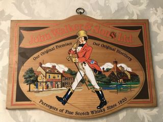 John Walker & Sons,  Ltd.  Authentic Scotch Whiskey Wooden Pub/wall Sign 18 " X 13 "