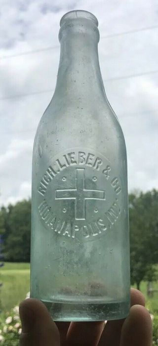 Rare Rich Lieber Co Slug Plate Soda Bottle Indianapolis Indiana Ind Early