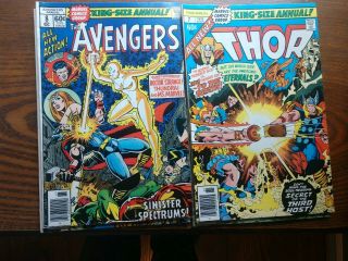 6 Marvel Annuals Marvel Two In One 2,  3,  Avengers 8,  F F 13,  Spiderman 13,  Thor 7,