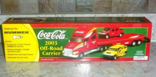 Limited Edition Coca - Cola 2003 Off - Road Carrier Truck W/2 Hummer H2 Vehicles Mib