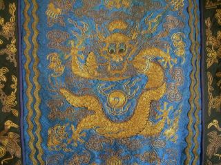 Antique Chinese Skirt DRAGON & CRANE Gold Metallic Silk Embroidery Textile 2
