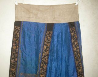 Antique Chinese Skirt DRAGON & CRANE Gold Metallic Silk Embroidery Textile 6