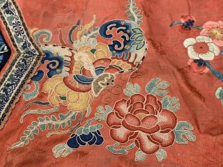 Chinese Qing Dynasty 19th Century Peking Embroidery Silk Red Robe 4