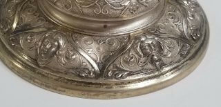 UNUSUAL LARGE STERLING SILVER CUP WITH COVER FACES 5