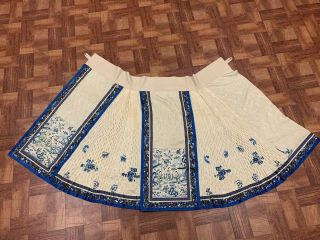 Antique Chinese Qing Dynasty 19th Century Embroidery Silk Skirt 