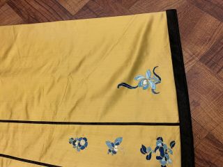 Antique Chinese Qing Dynasty 19th Century Embroidery Silk Yellow Skirt 8