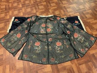 Antique Chinese Qing Dynasty 19th Century Embroidery Silk Robe 11