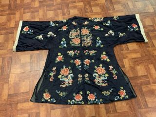 Antique Chinese Qing Dynasty 19th Century Embroidery Silk Robe 2