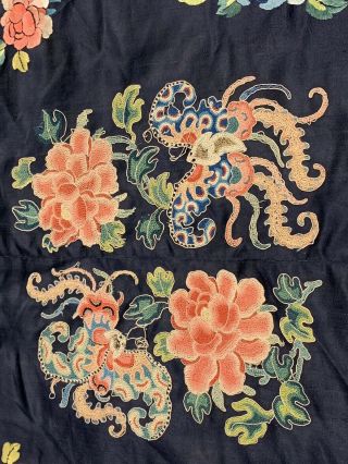 Antique Chinese Qing Dynasty 19th Century Embroidery Silk Robe 4