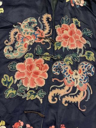 Antique Chinese Qing Dynasty 19th Century Embroidery Silk Robe 9