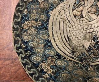 Gorgeous Antique Qing Dynasty Chinese Silk Double Sided Crane Rank Badge Rare 4