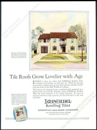1925 Ludowici Celadon Imperial Roofing Tiles Illustrated Vintage Print Ad