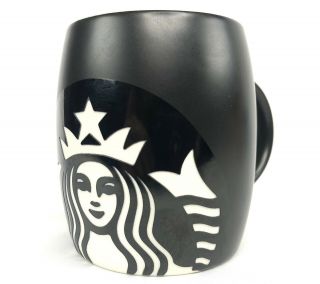 Starbucks 2011 Mermaid Siren Logo Barrel Shape Black Coffee Mug