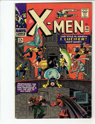 The X - Men 20 (may 1966) How Prof X Lost Use Of Legs.  No Reserve/