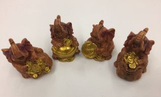 Set Of 4 Lucky Elephants Statues Feng Shui Figurine Home Decor Gift