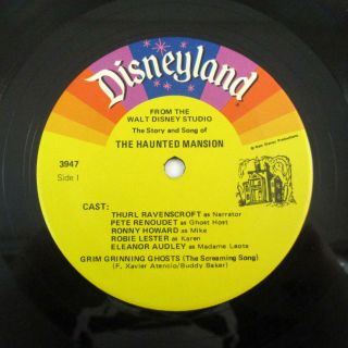 STORY AND SONG FROM THE HAUNTED MANSION RARE WALT DISNEY DISNEYLAND LP w/ BOOK 8