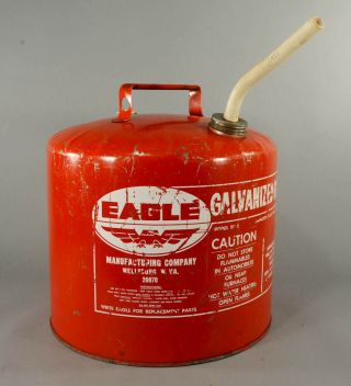 Vintage Eagle The 5 Gallon Galvanized Gas Can Red Model SP - 5 West Virginia 2