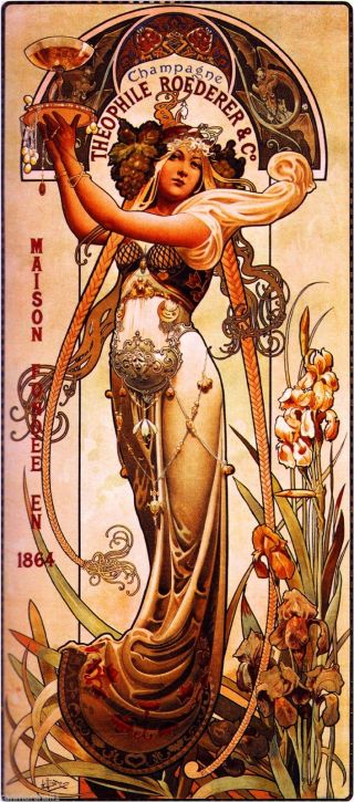 1864 Champagne Vintage French Nouveau France Poster Print Advertisement