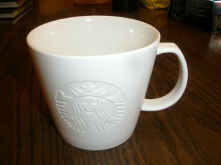 Starbucks 2015 Etched Mermaid Embossed Mug Cup White 12oz