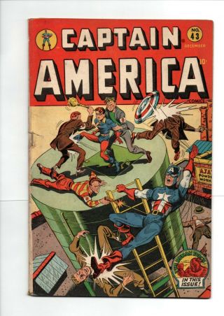 Captain America Timely Comic 43 Dec.  1944 Bucky Human Torch Good/vg
