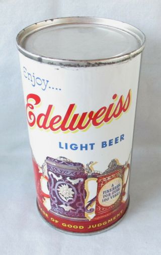 Vintage Edelweiss Light 12 Oz Flat Top Beer Can - Drewrys Ltd U.  S.  A.