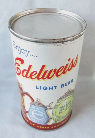 Vintage Edelweiss Light 12 Oz Flat Top Beer Can - Drewrys LTD U.  S.  A. 2