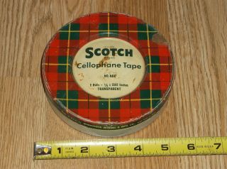 Vintage Round Tin - Scotch Brand Cellophane Tape No.  600 Minnesota Mining Mfg