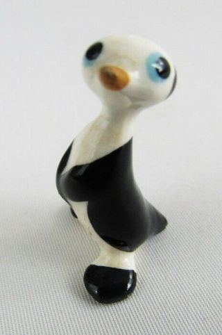 Vintage Mini Freeman Mcfarlin Pottery Penguin W/ Ear Muffs Headphones Figurine