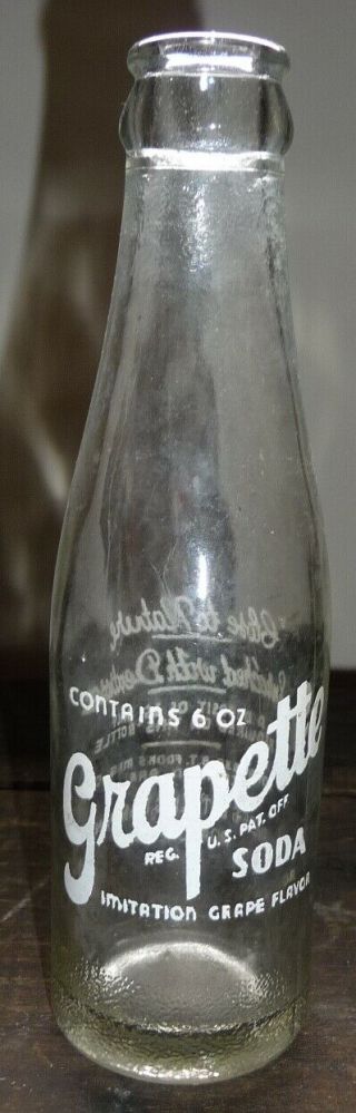 Vintage 6 Oz.  Grapette Soda Bottle Rice 