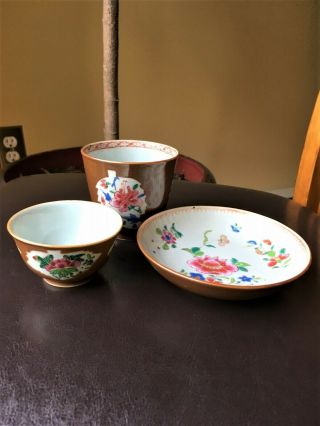 Chinese Batavia Tea Bowl,  Saucer And Cup 18th Century