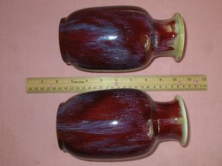 Antique 19th C Chinese Porcelain Red Flambe Oxblood San De Bouef Vases 6
