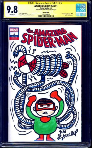 Spider - Man 1 Blank Cgc Ss 9.  8 Signed Spidey Doc Oct Sketch Jim Salicrup