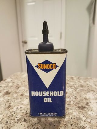 Vintage Sunoco Household Oil 4 Oz Handy Oiler Tin Can Vgvc