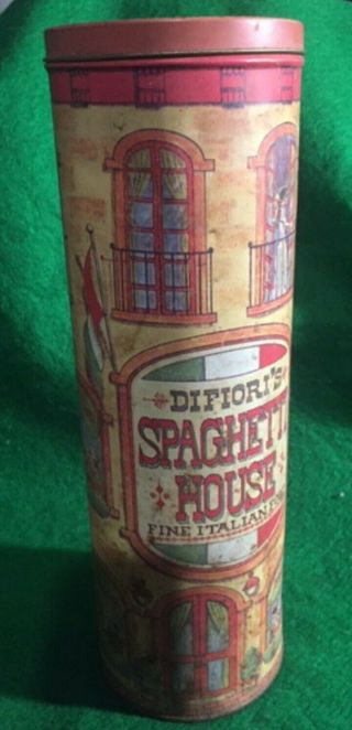 1970s Vintage Spaghetti House Tin Difioris Fine Italian Food Noodle