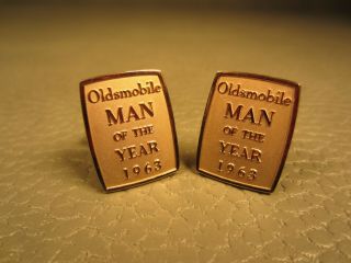 Vintage 1963 Oldsmobile Man Of The Year Yellow Gold Plated Cuff Links