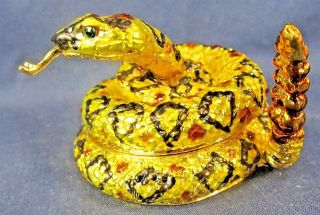 Rattle Snake Jeweled Pewter Trinket Box Southwestern Decor