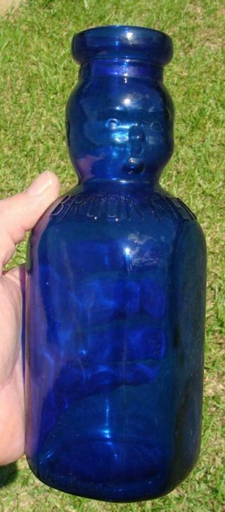 Milk Bottle Brookfield Baby Top Cobalt Blue One Quart Double Face Mr