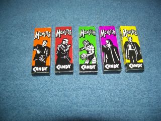 Vintage Halloween Worlds Monster Candy Complete Set Of 5 W/ Candy