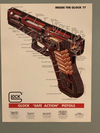 Vintage 1991 Glock Popular Mechanics Inside The Glock 17 Poster - Rare Cond