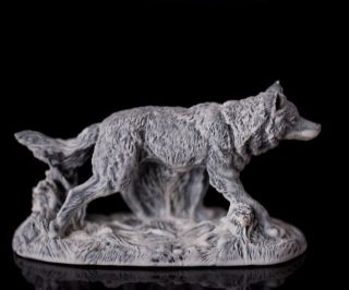 Wolf Marble Statue Stone Art Realistic Miniature Animal Figurine.  Made In Russia