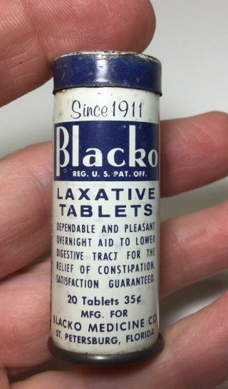 Vintage Blacko Laxative Tablets Advertising Medicine Tin
