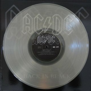 Ac/dc Back In Black Clear Colored Vinyl Lp Record